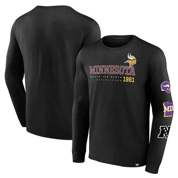 Men's Minnesota Vikings Black High Whip Pitcher Long Sleeve T-Shirt